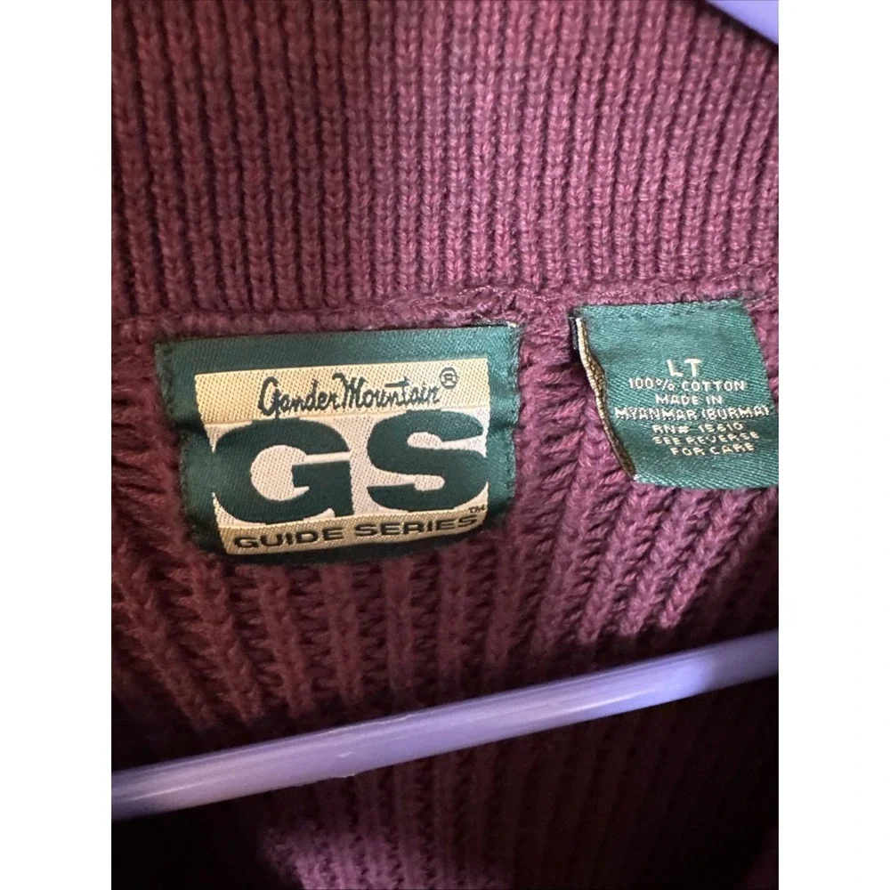 Vintage Gander Mountain GS Guide Series Sweater Men LT Maroon Cotton‎ Pullover